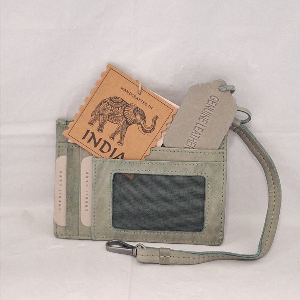 Made in India Green Genuine Leather Card Wallet and ID Holder